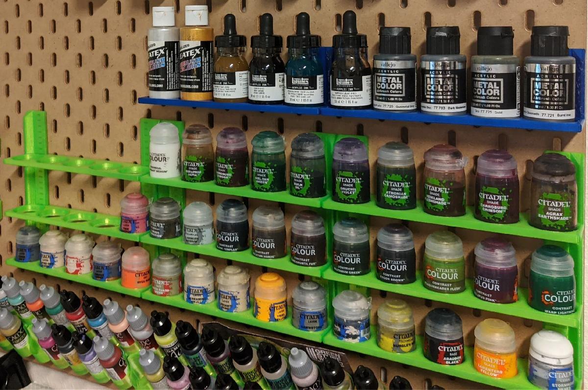 Suporte para frascos de tinta de wargaming do painel perfurado Skadis da Ikea