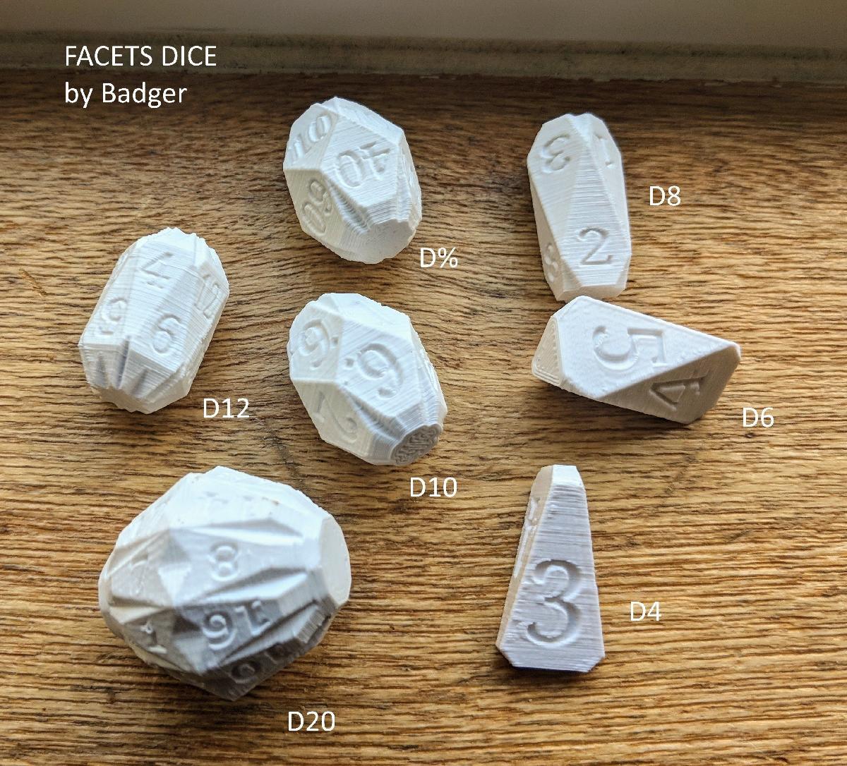 Facets Dice   Conjunto completo de dados de RPG personalizados