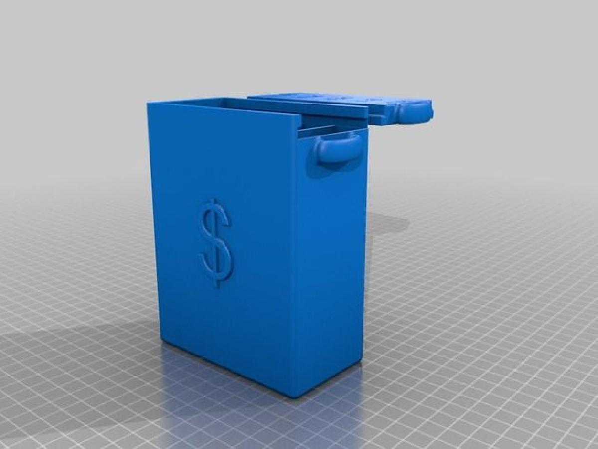 Cofre para moedas com separacao de valores.