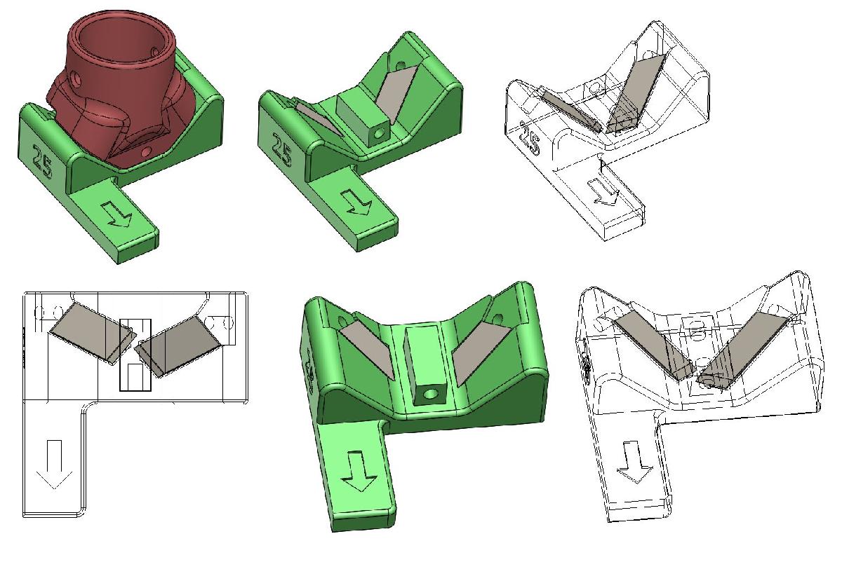 Suporte de Faca Dupla para Cortador de Chanfrado/Canal de 90 Graus