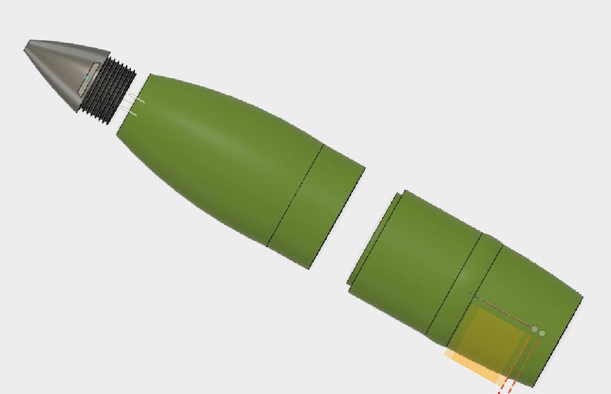 Projetil de obuseiro de 105mm   Corpo dividido