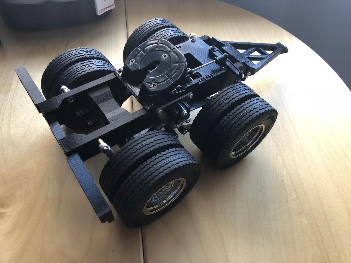 Dolly de semi reboque de dois eixos compativel com Tamiya 1/14
