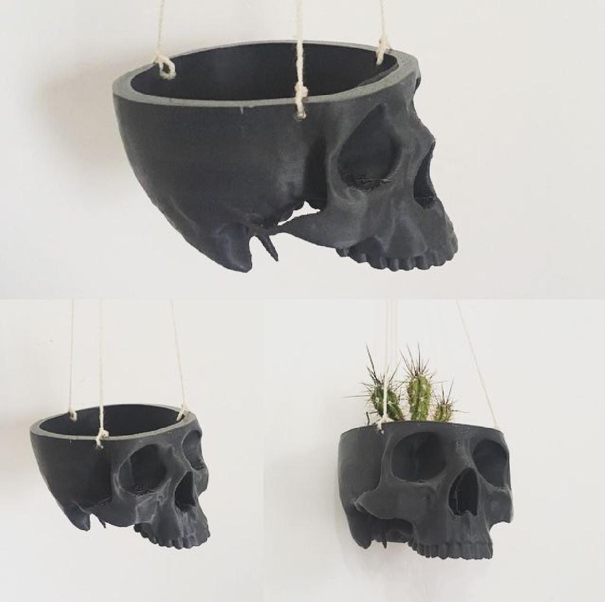 Skull Bowl Remix em Caveira Pendurada Plantadeira / Pote