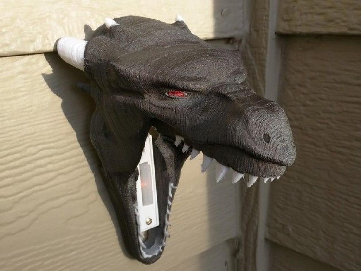 Capa de Campainha de Cabeca de Dragao para Doces ou Travessuras de Halloween