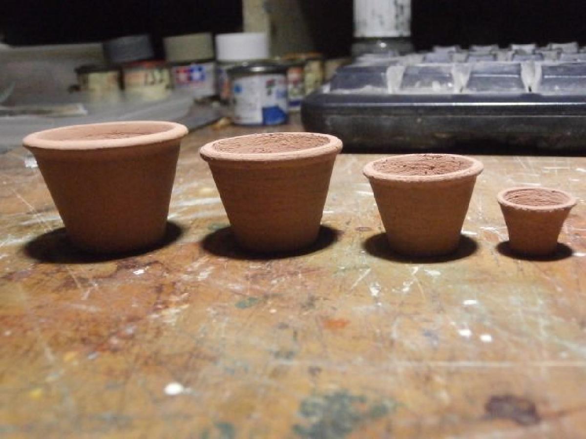 POTES DE TERRACOTA PARA PLANTAS ESCALA 1:12 CASA DE BONECAS
