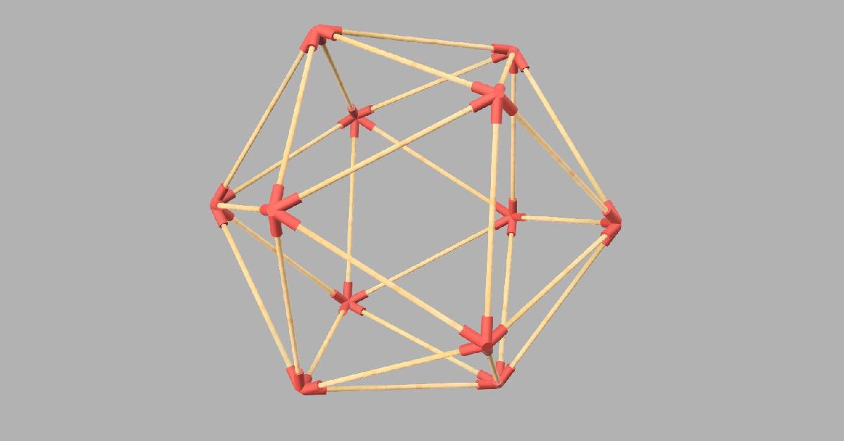 Conectores de canto de icosaedro para espetos de madeira