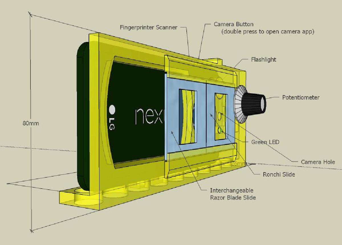 Tester de Ronchi e Foucault do Google Nexus 5X do Charlie