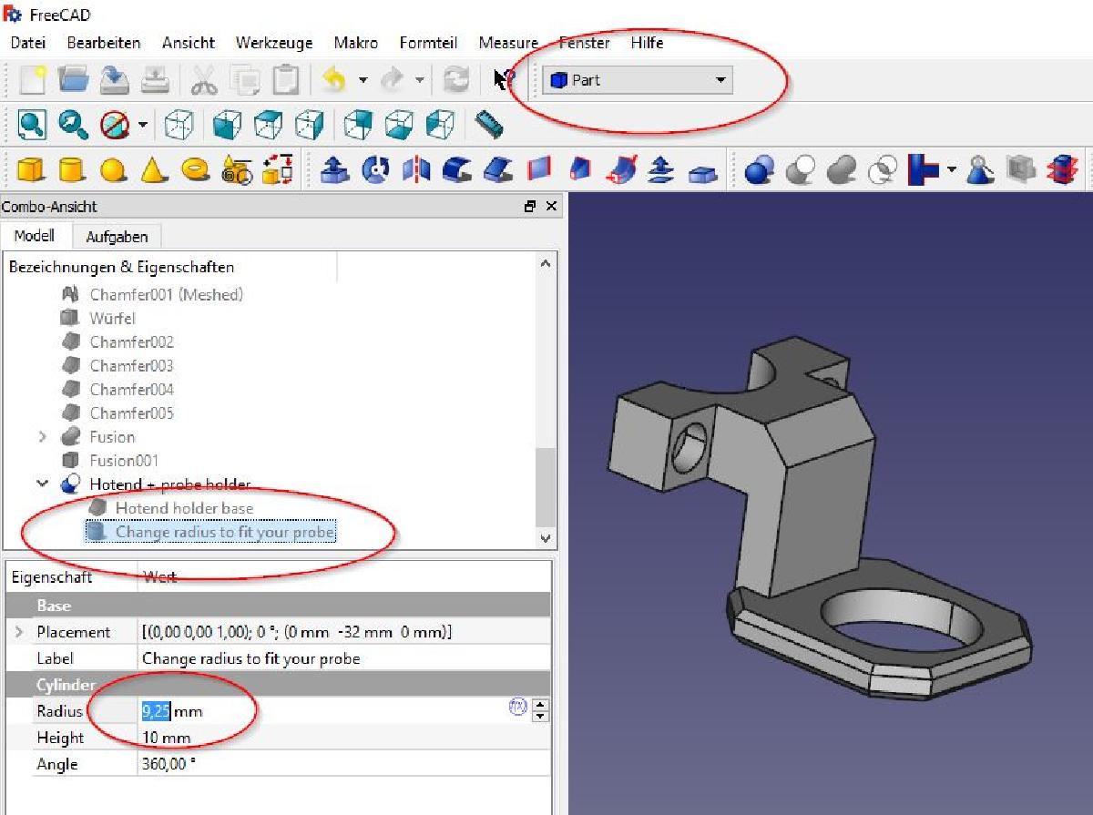 Suporte Ajustavel para Hotend e Sonda M Prime One