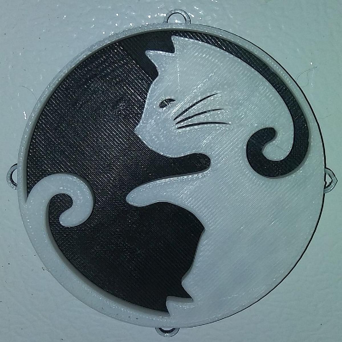 Ima de Geladeira e Ornamento do Gato Yin Yang / IEC3D
