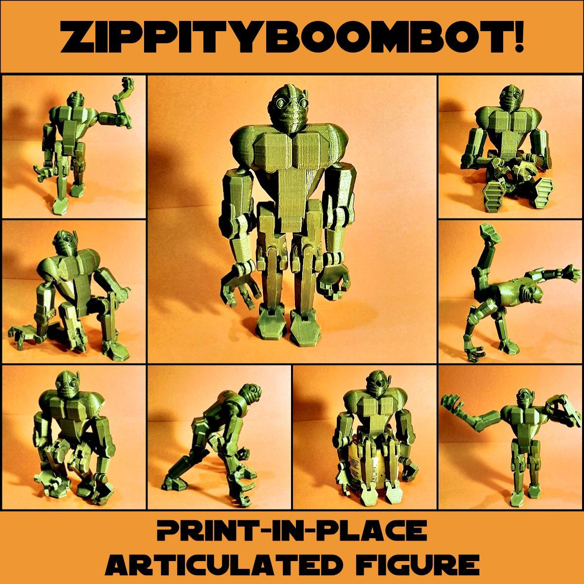 Figura articulada impressa no lugar: Zippityboombot!