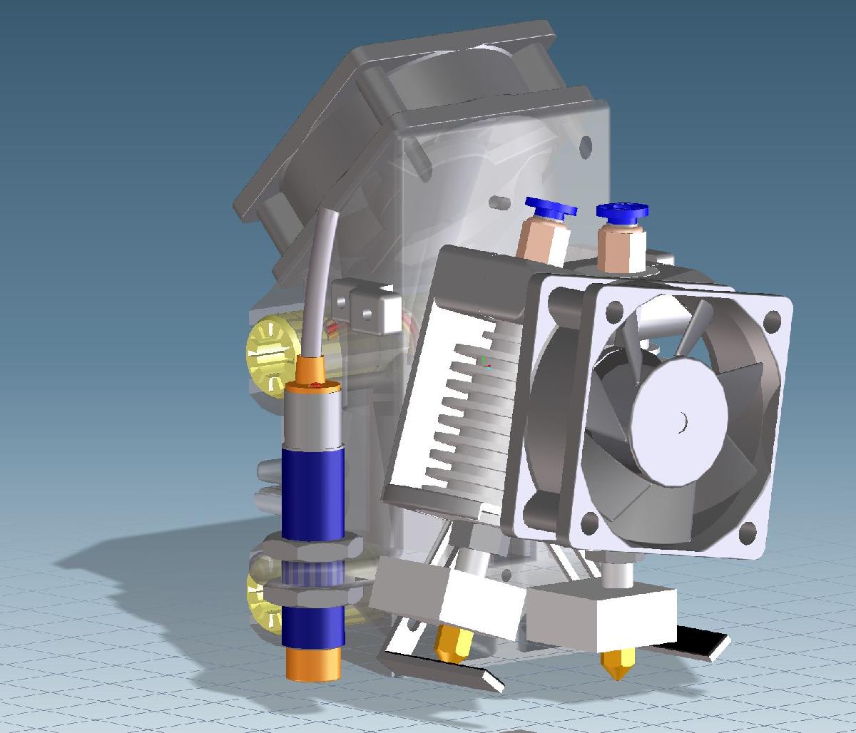 Cabeca de impressao dupla com movimento panoramico para Prusa I3
