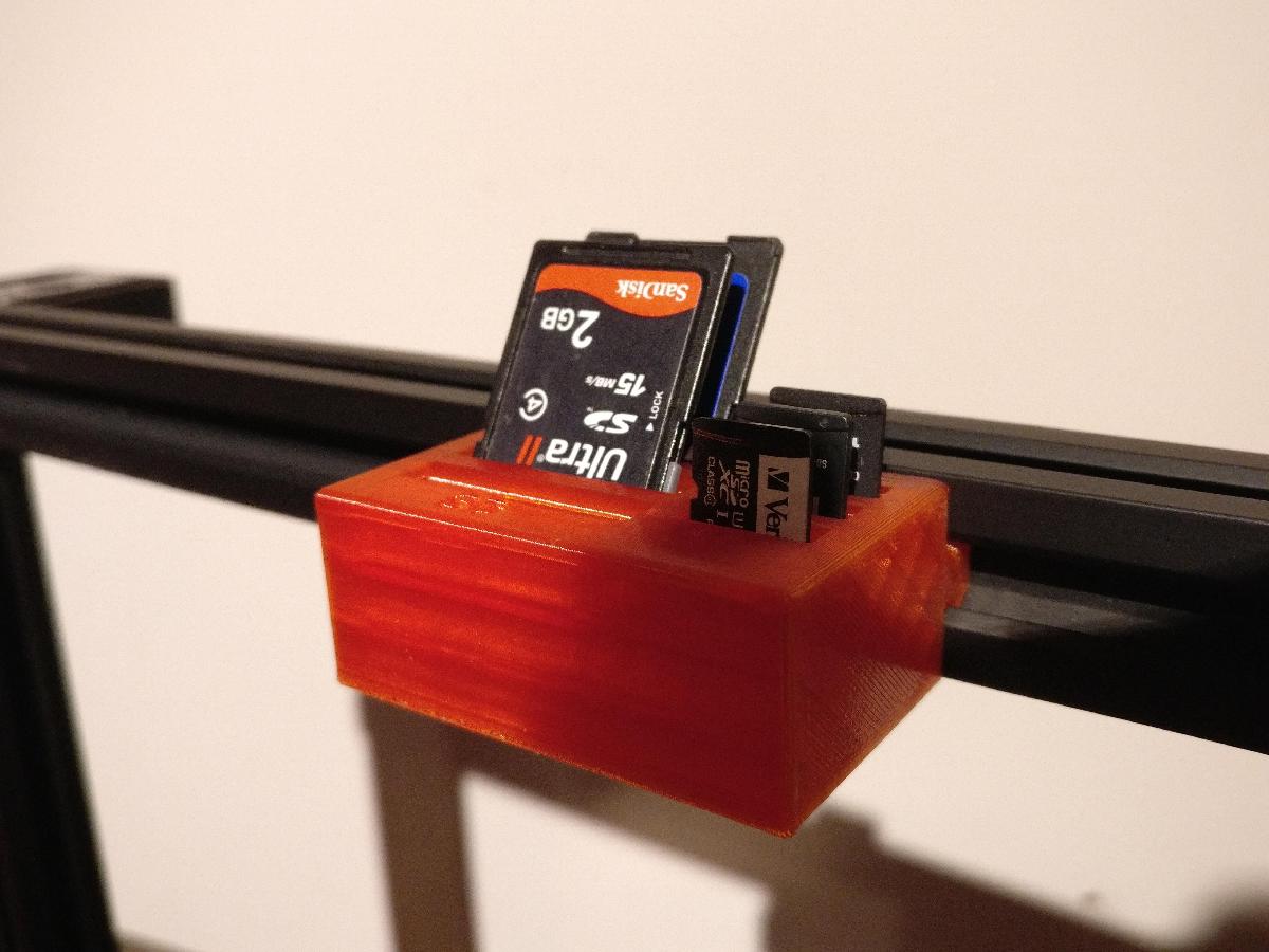 Suporte para cartao SD e microSD para extrusao V Slot 2020 (CR 10, Hevo etc.)