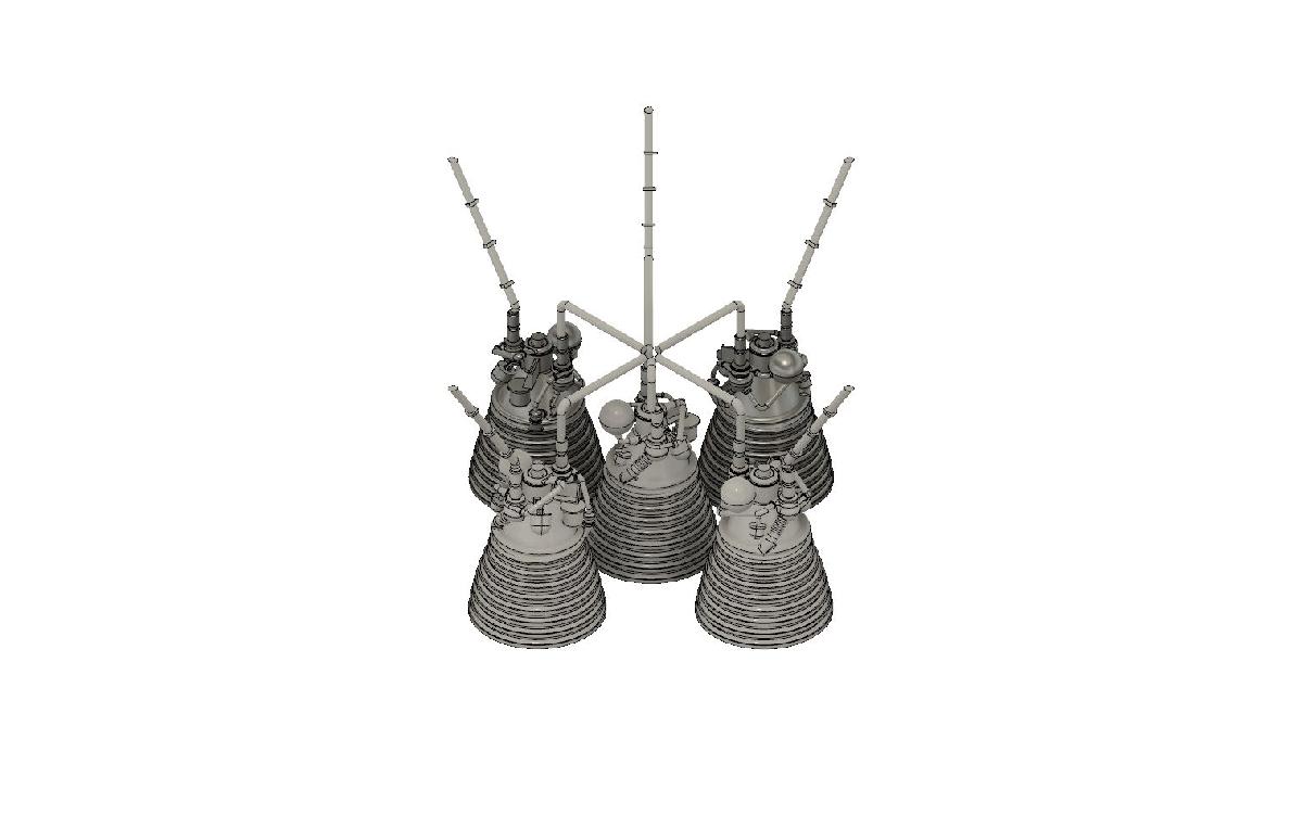 Foguete Saturn V   Segundo Estagio Motor J2 e Tubos