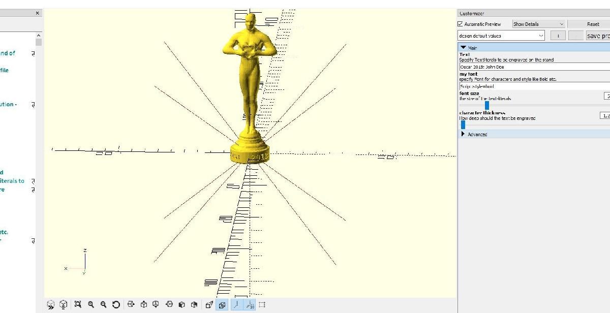 Estatua do OSCAR com texto personalizavel gravado