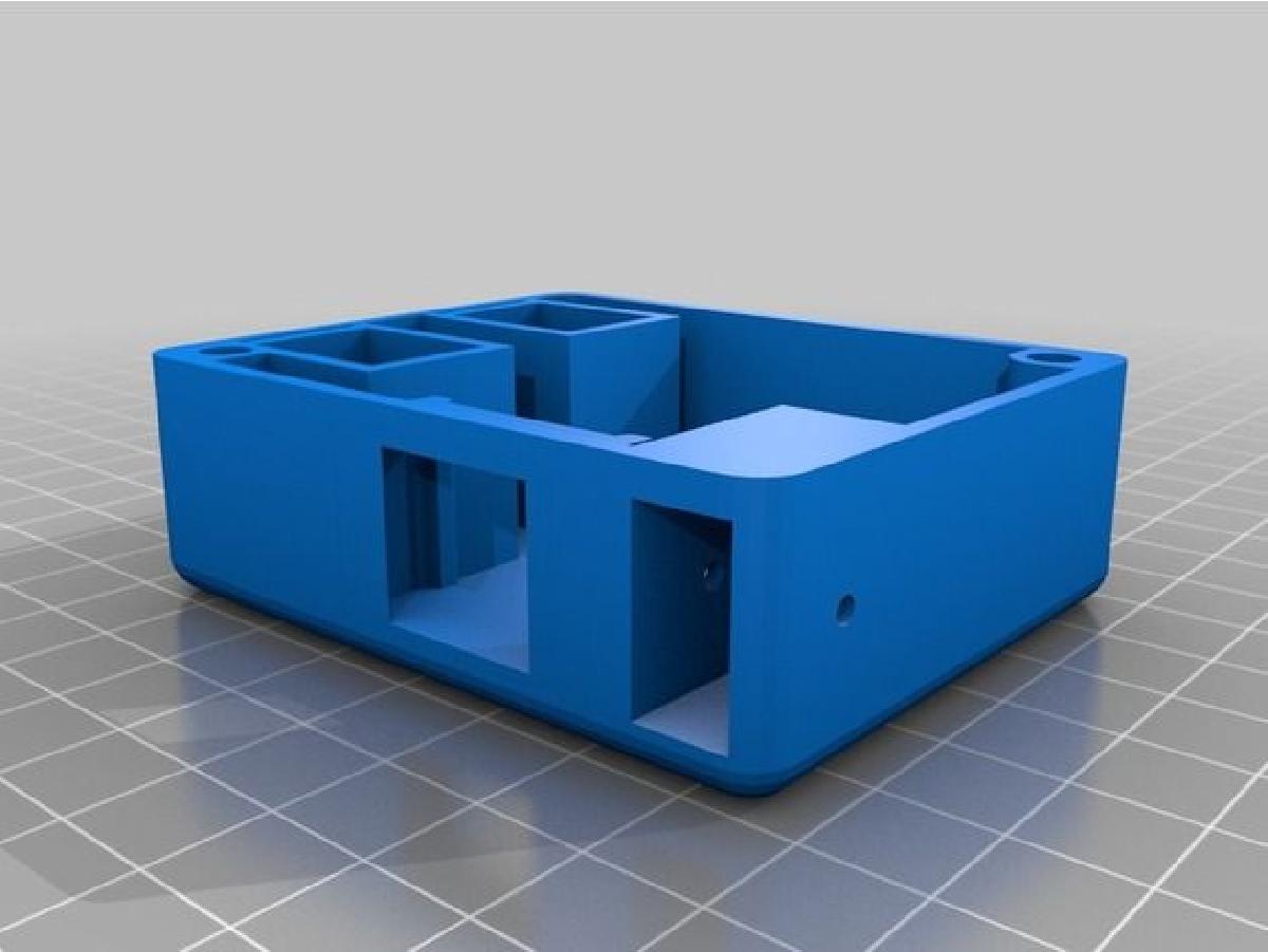Caixa de parede de montagem em superficie para um conector Ethernet keystone e um par de PowerPoles, com porcas cativas de montagem lateral
