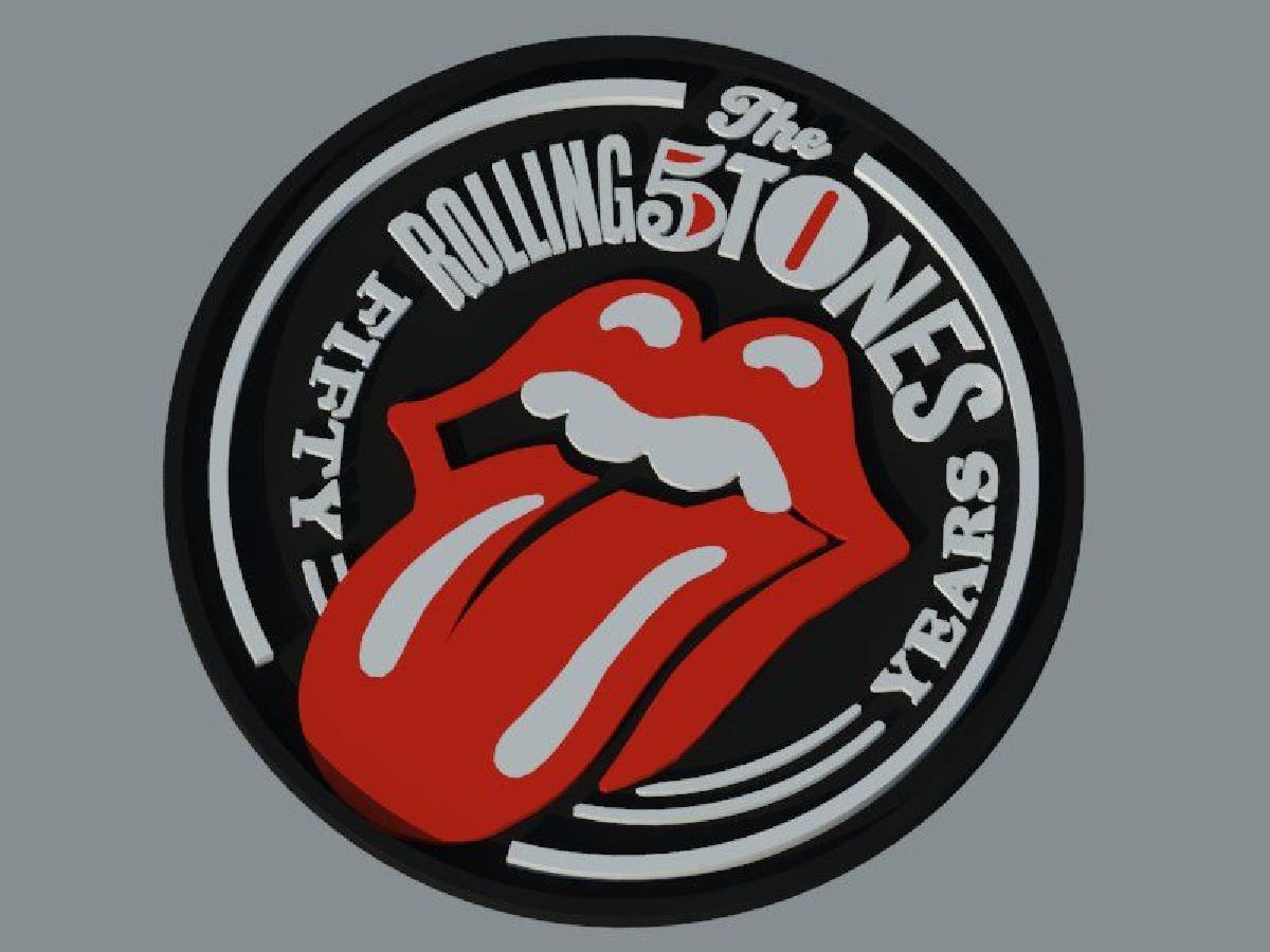 Agarra copos Rolling Stones, tem 100 mm de diametro. Impressao dupla.