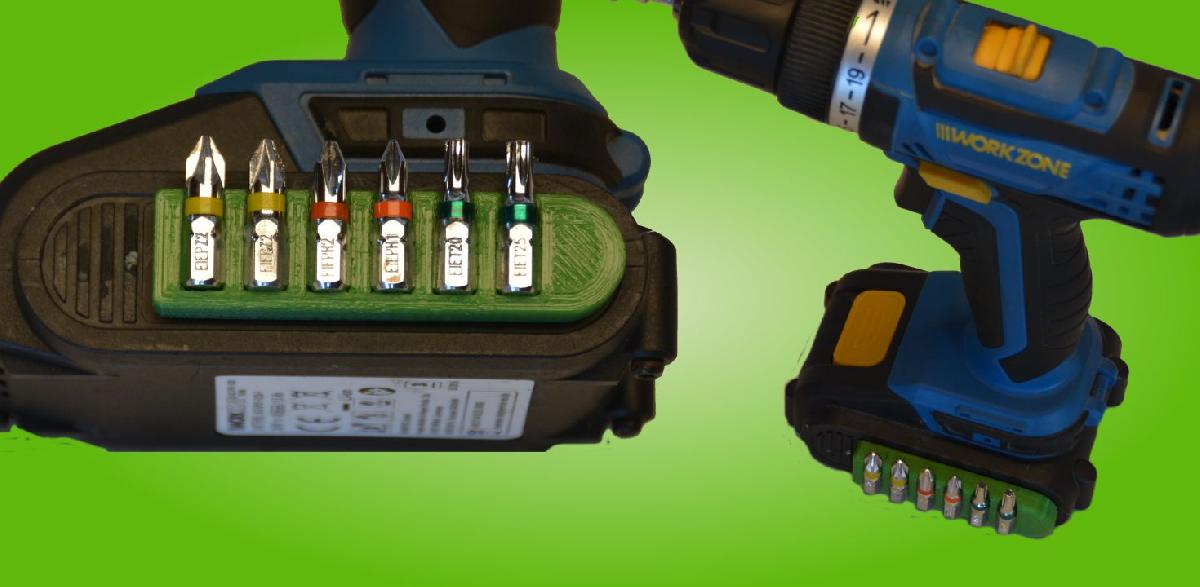 suporte de bit personalizado impresso em 3D para uma furadeira