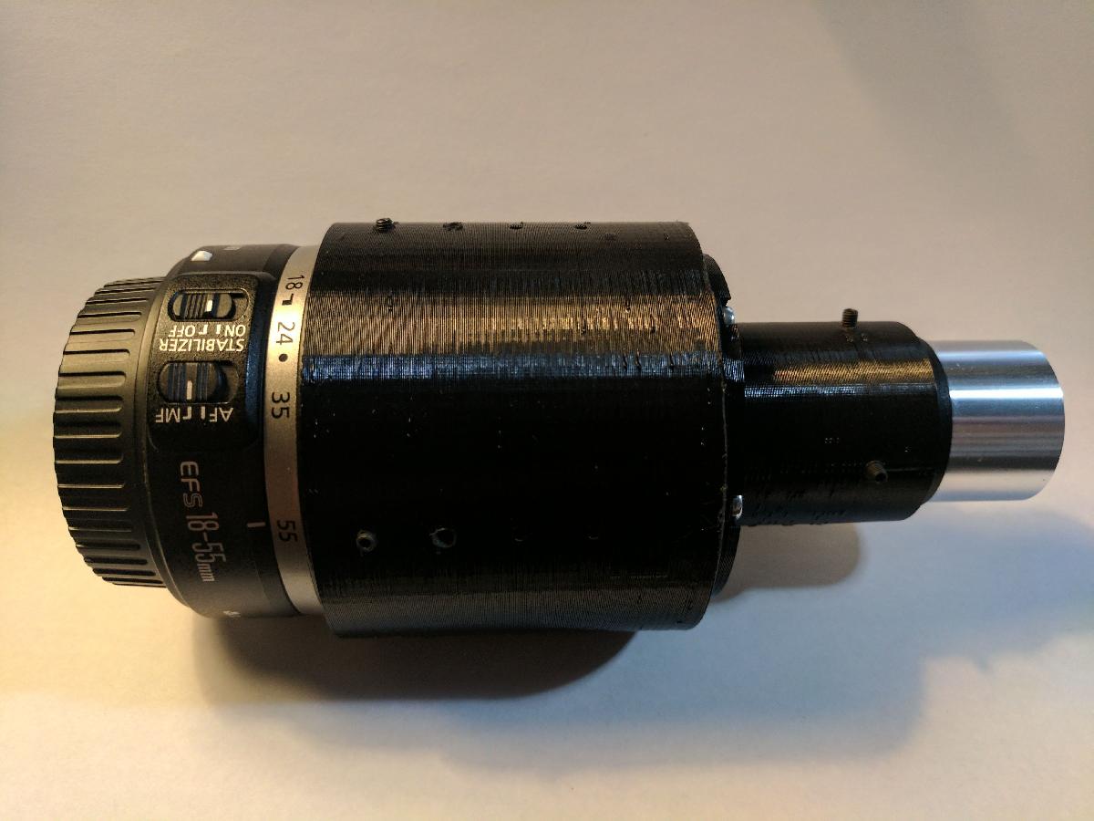Lente Canon 18 55mm para ocular Meade MA 26mm e 9mm (1,25 polegada)