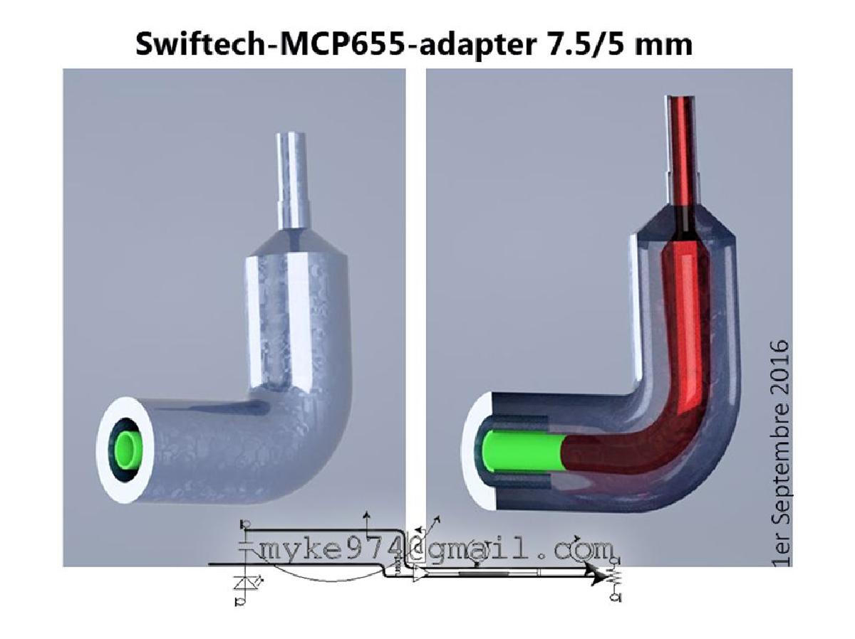 Adaptador da bomba Swiftech MCP655 7,5mm v1
