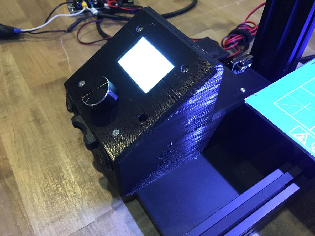 Caixa de Controle Ender 2 com conversor SD e interruptor de luz