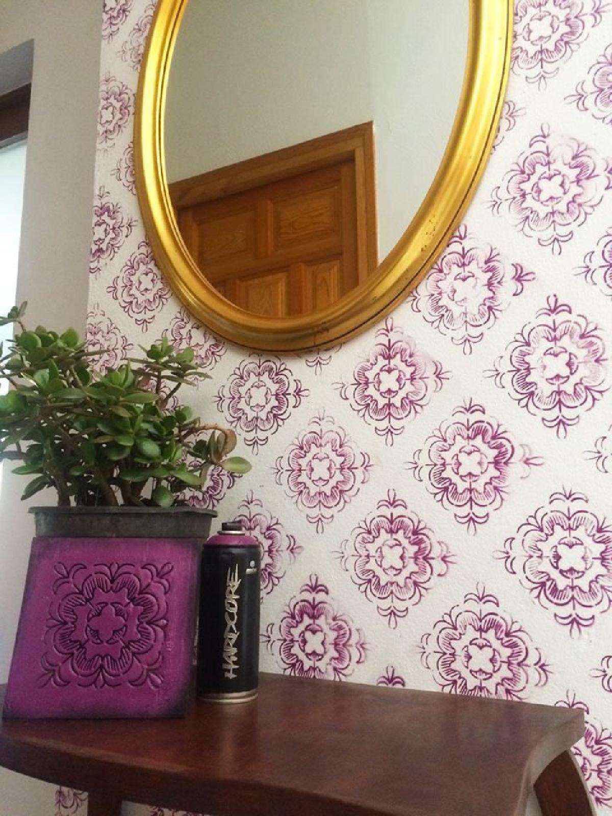 estencil de parede floral