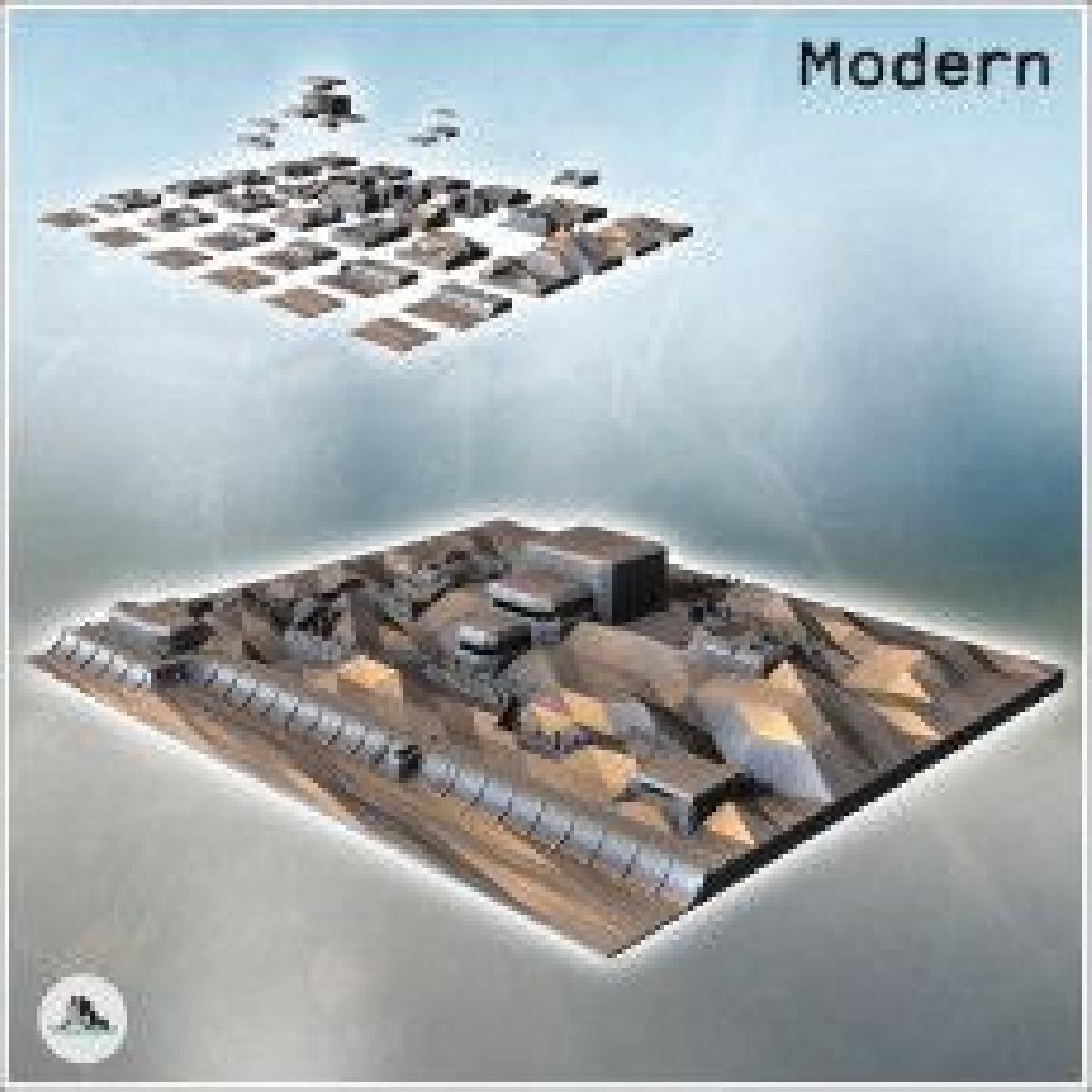 Grande conjunto de fortificacoes com trincheiras, bunkers e diques de praia