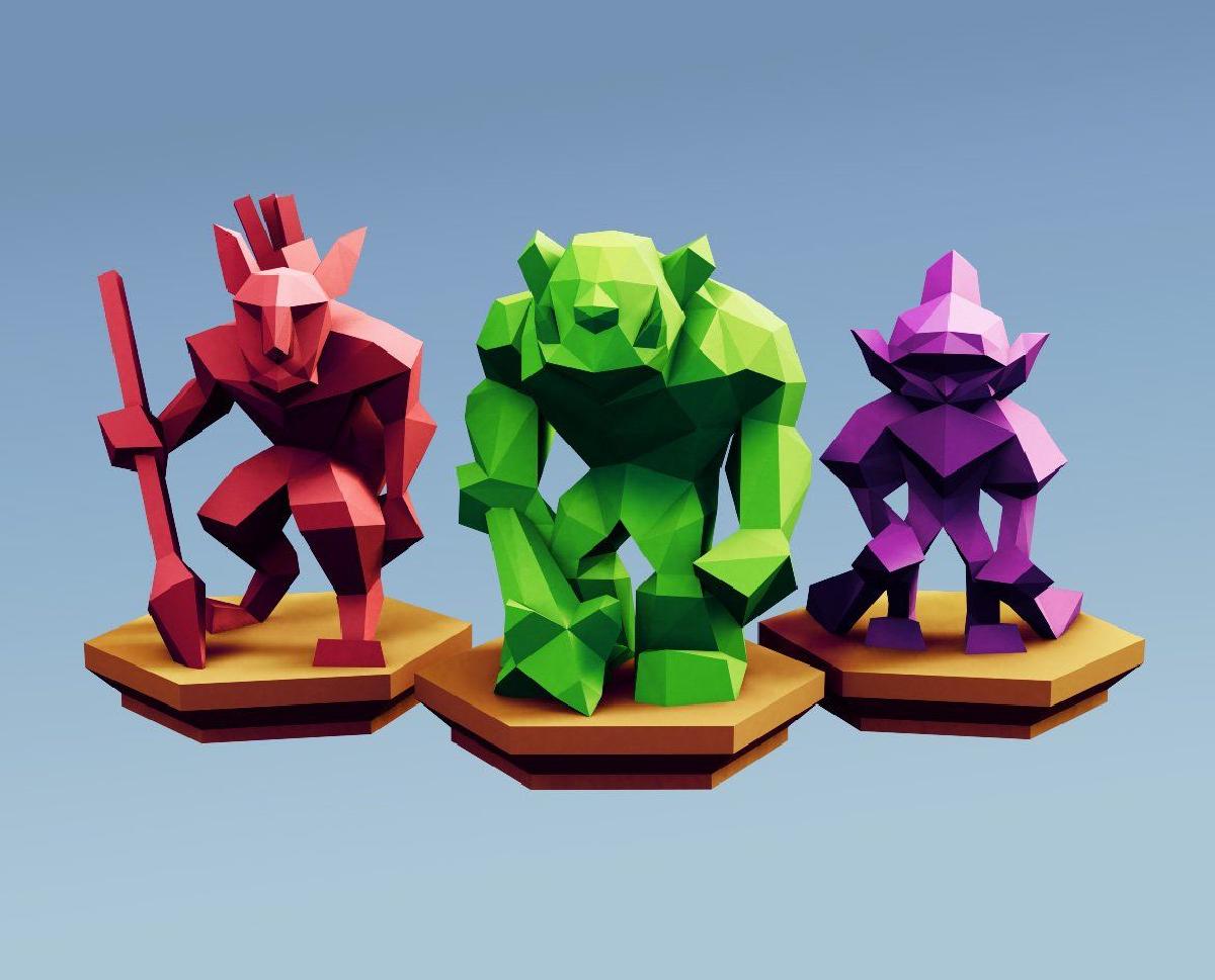 Unidades de Base de Horda de Tabuleiro de Fantasia Low Poly