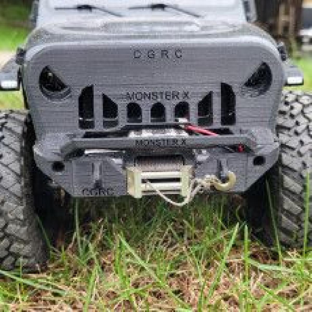 Para choque dianteiro com guincho CGRC Monster X e protetor de grade para Axial SCX10 3 Jeep JL e JT