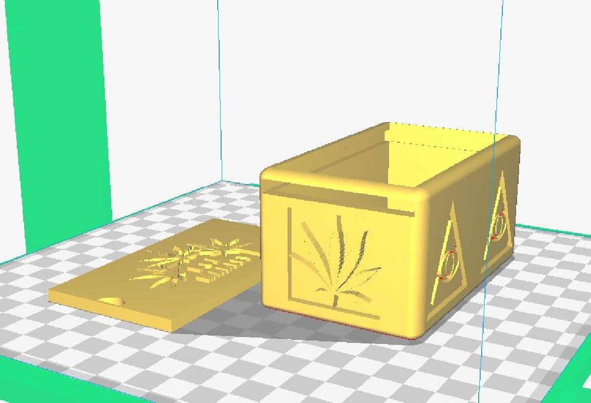 Caixa com design de maconha