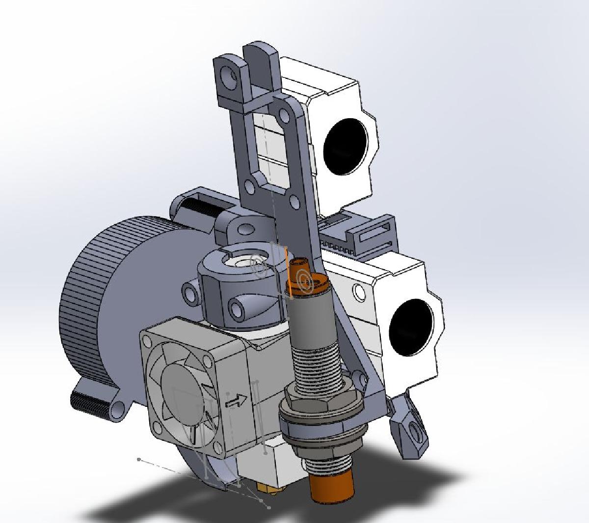 hotend e3d, sensor de proximidade de 12 e 18 mm, led, suporte para correia gt2, montagem de ventilador radial e duto para Anet A8