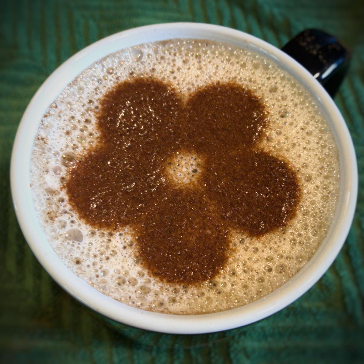 Estencil de Cafe   Flor de Cinco Petalas   Novo Estilo