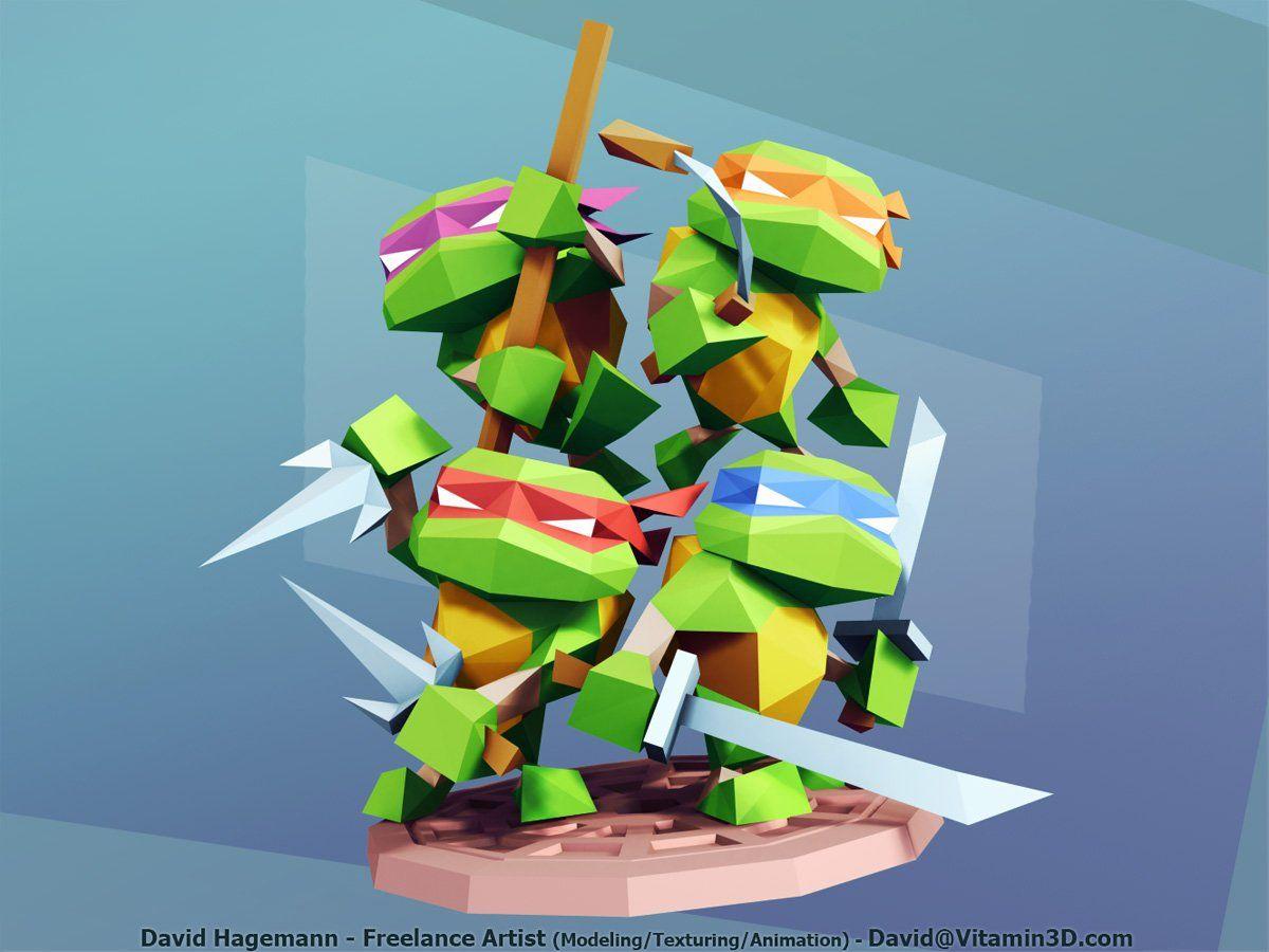 Baixo Poli Teenage Mutant Tartarugas Ninja