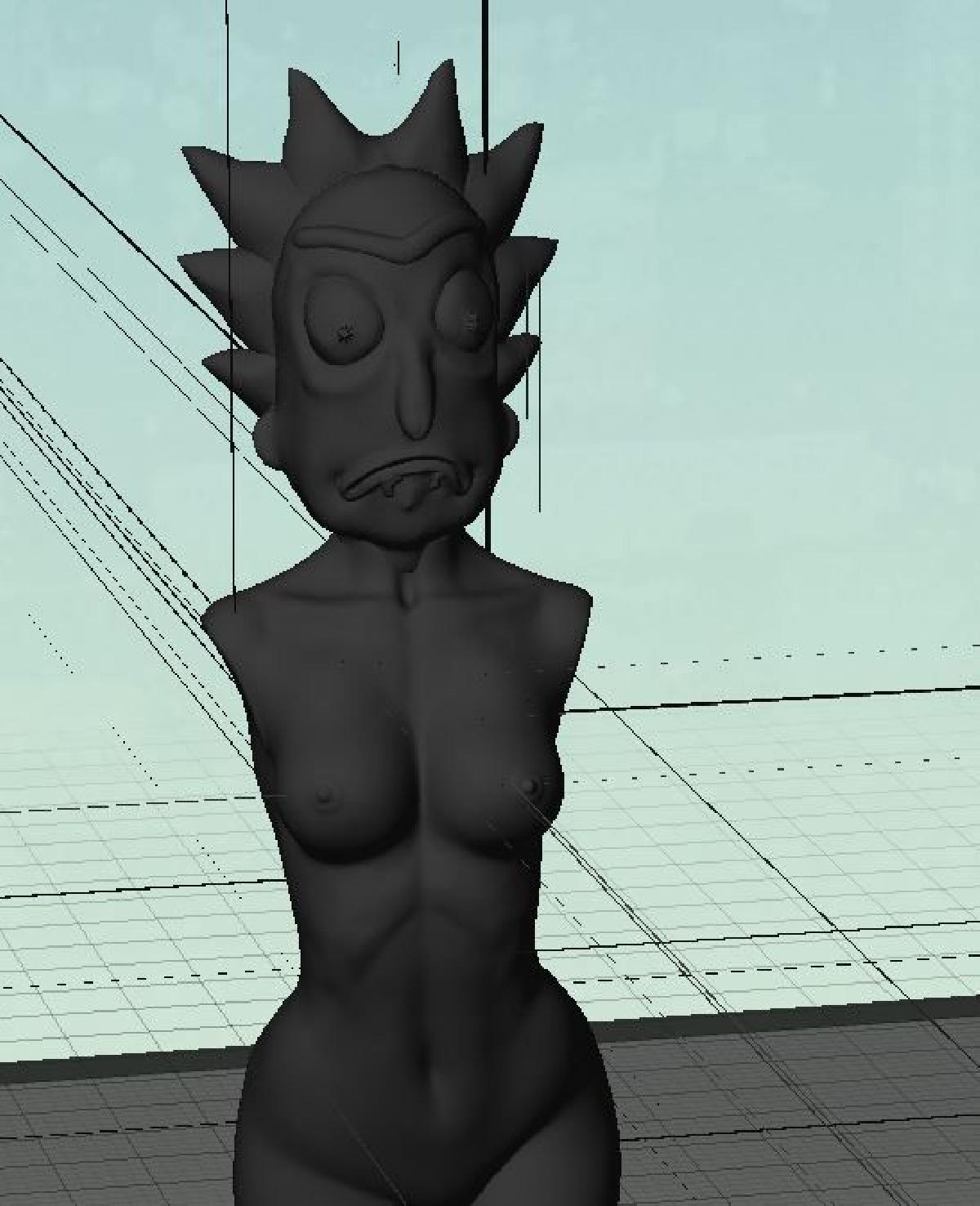 Ricky e Morty   Mulher Nua Torso Sculture