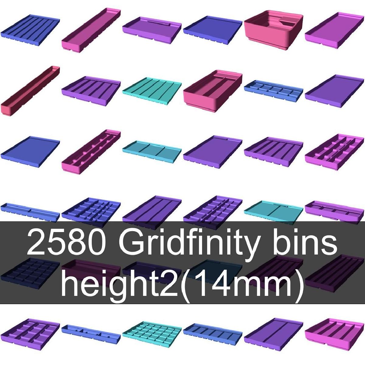  Caixas Gridfinity   altura 2 (14mm) 