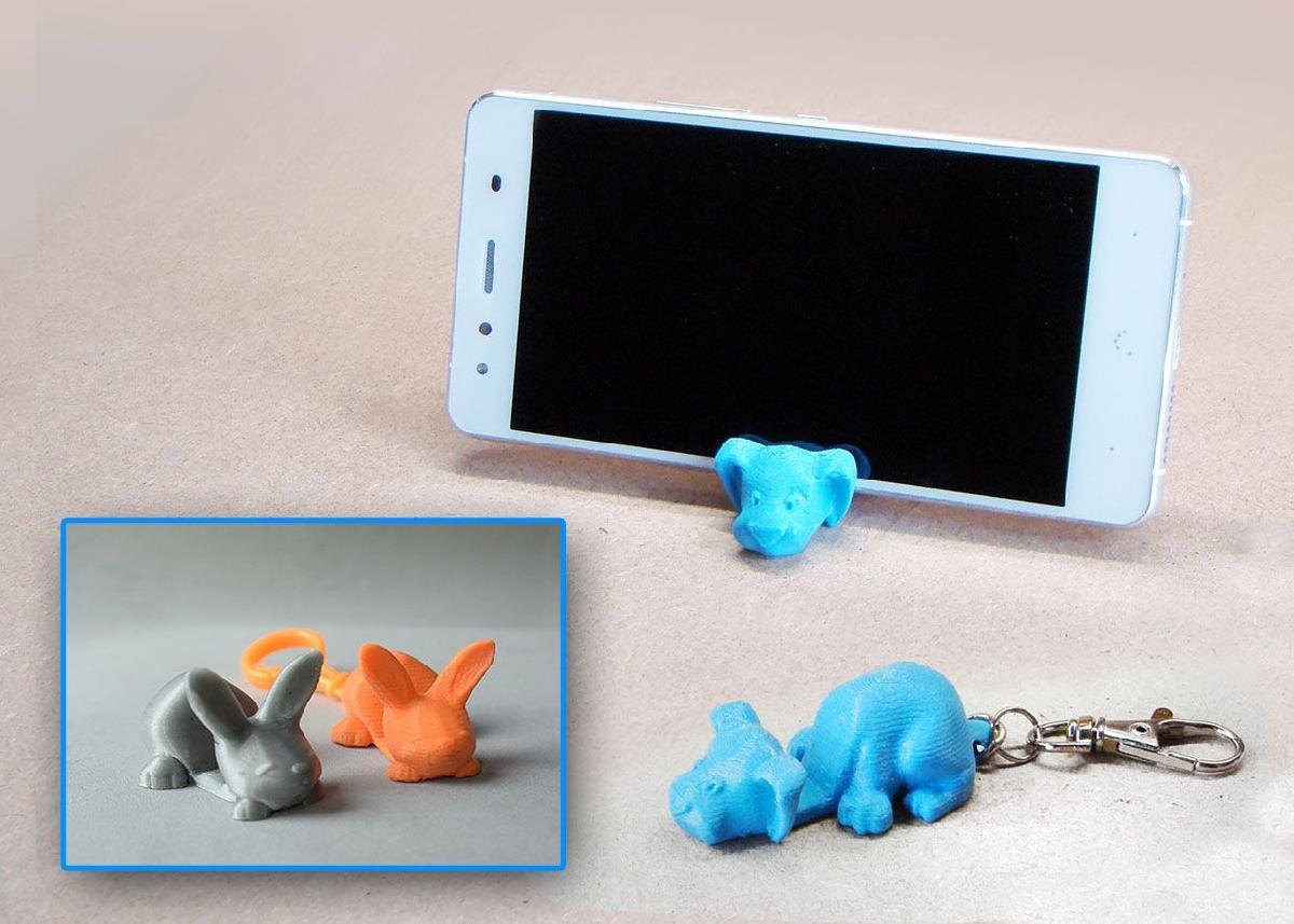 Chaveiro / Suporte para Smartphone (Cão e Coelho)