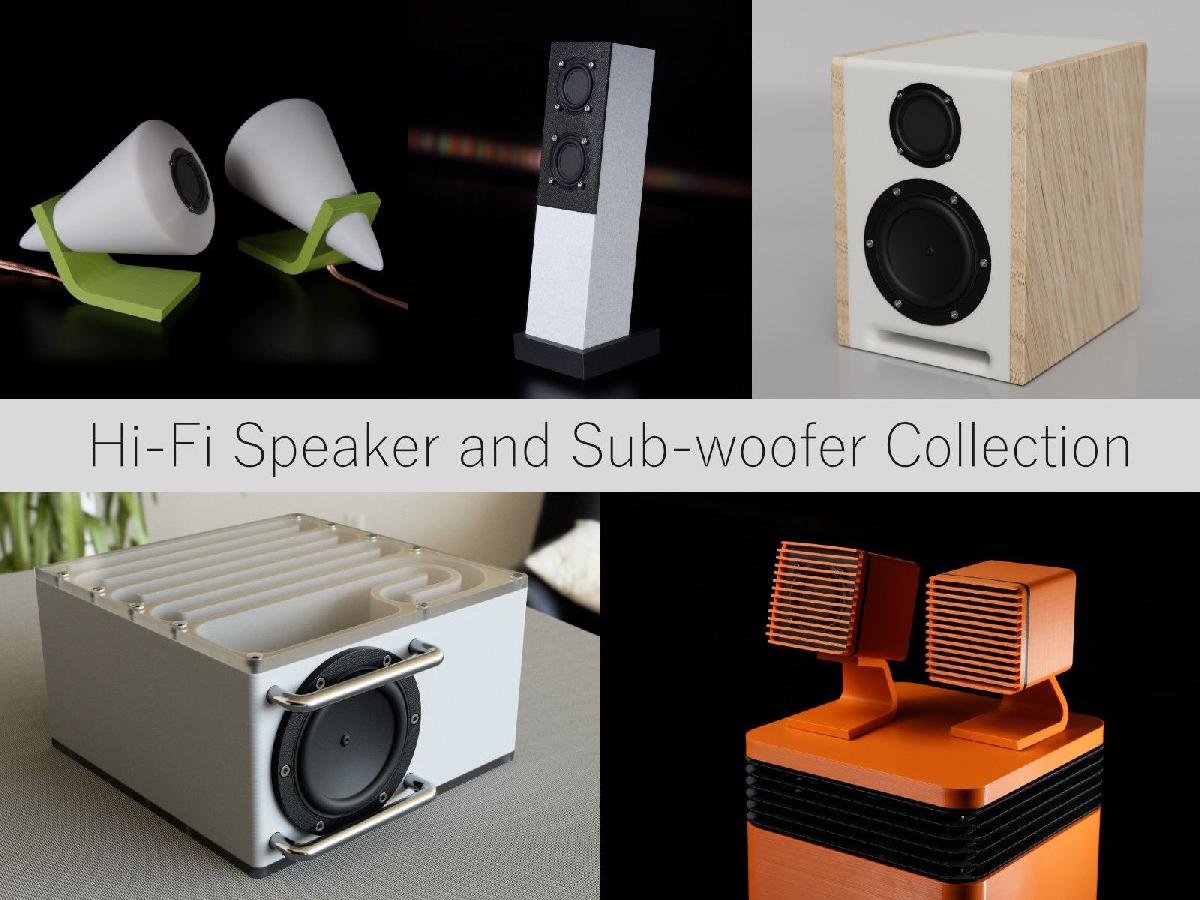 Coleção de alto falantes e subwoofers