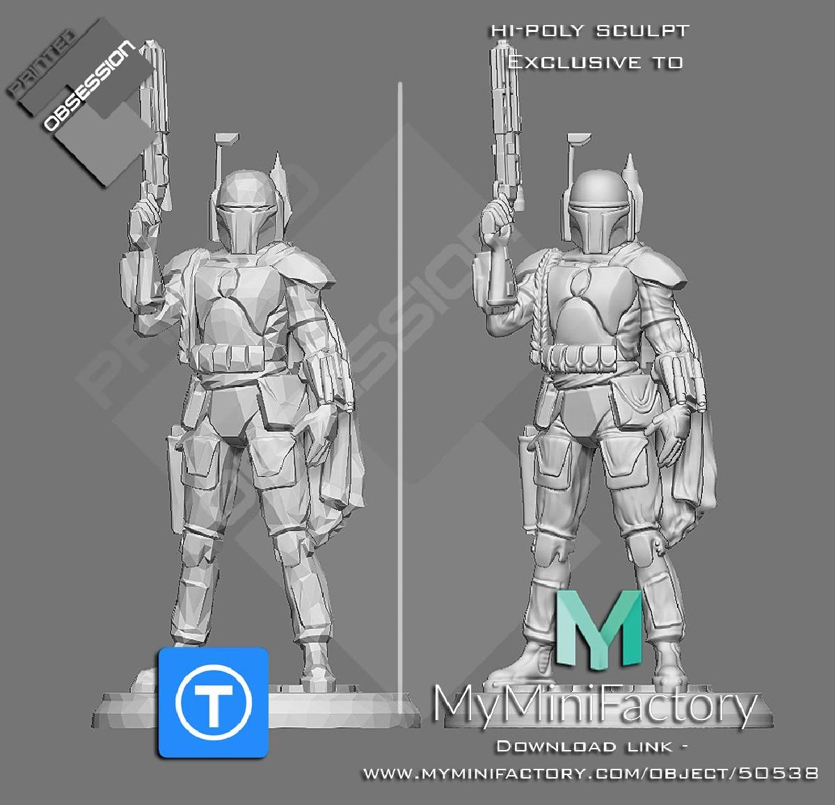 Star Wars   Boba Fett   Personagem Completo   Low Poly   Hi Poly na Descrição