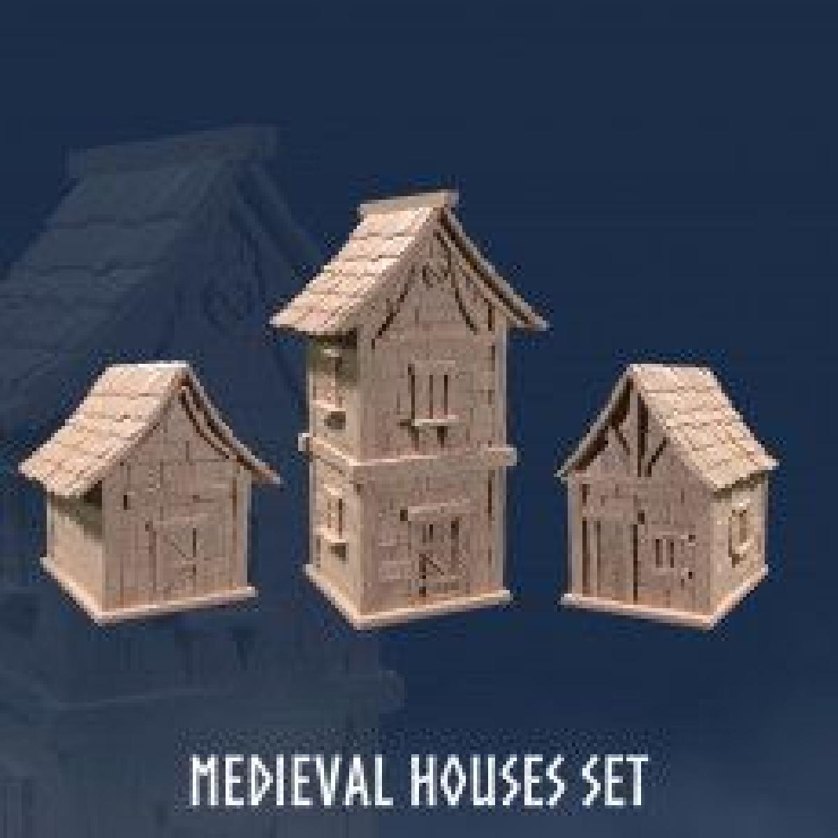 Casas Medievais (3 Modelos) Casas Casa Casa Medieval Casa Fantasia Casa Humana Casa Edificio Cabana Galpao Casa Terreno