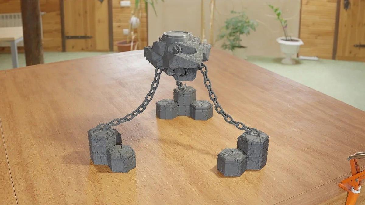 Stand magico de exibicao de rochas flutuantes