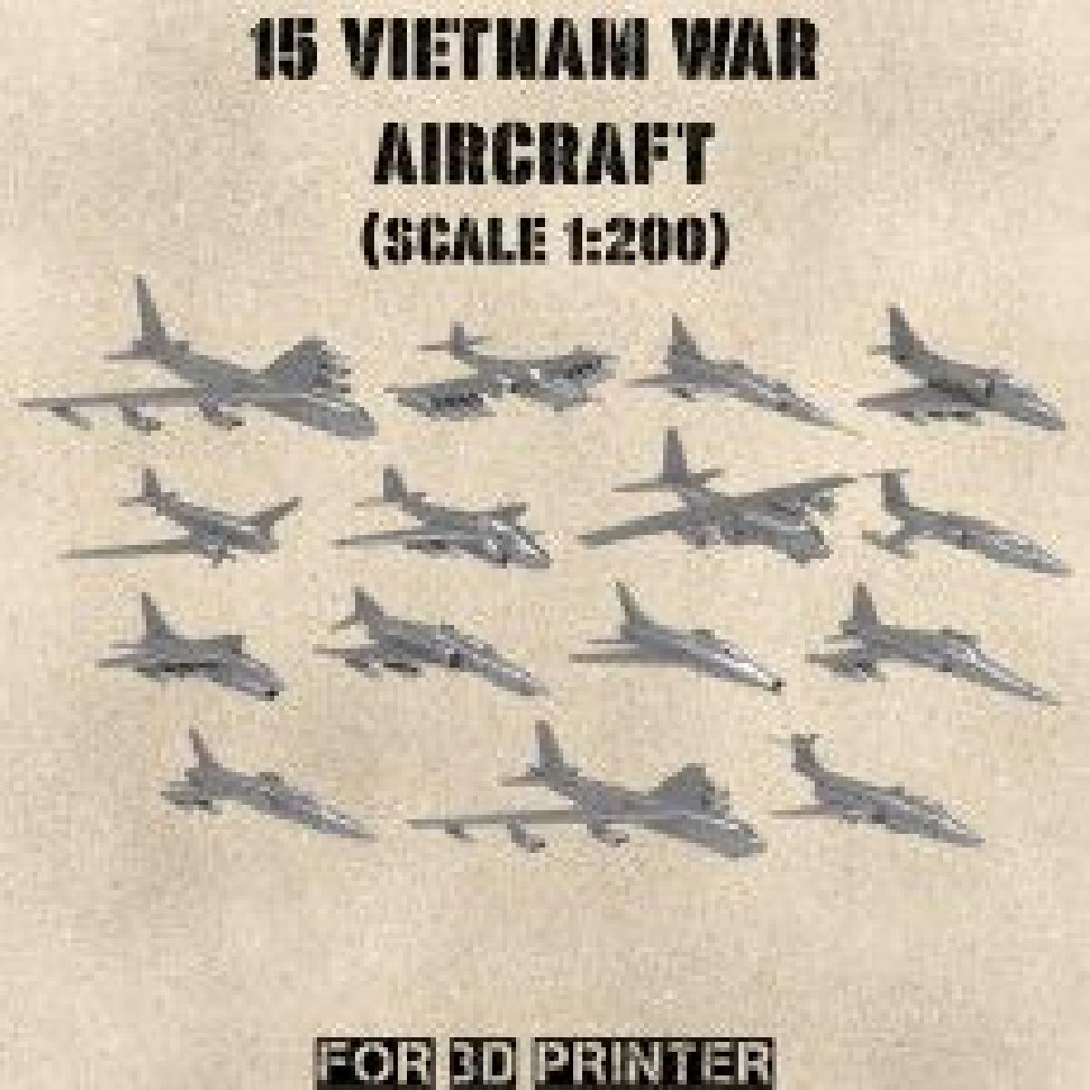 STL PACK 15 Aeronaves de Guerra do VIETNA (escala 1:200) USO PESSOAL
