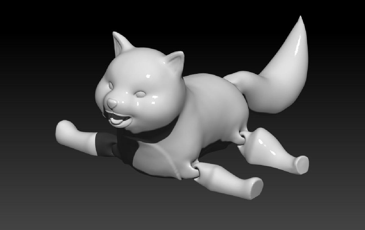 Impressao articulada do filhote no lugar