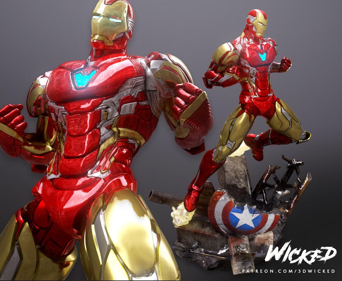 Wicked Marvel Avengers Homem de Ferro 3d Escultura: STL pronto para impressao