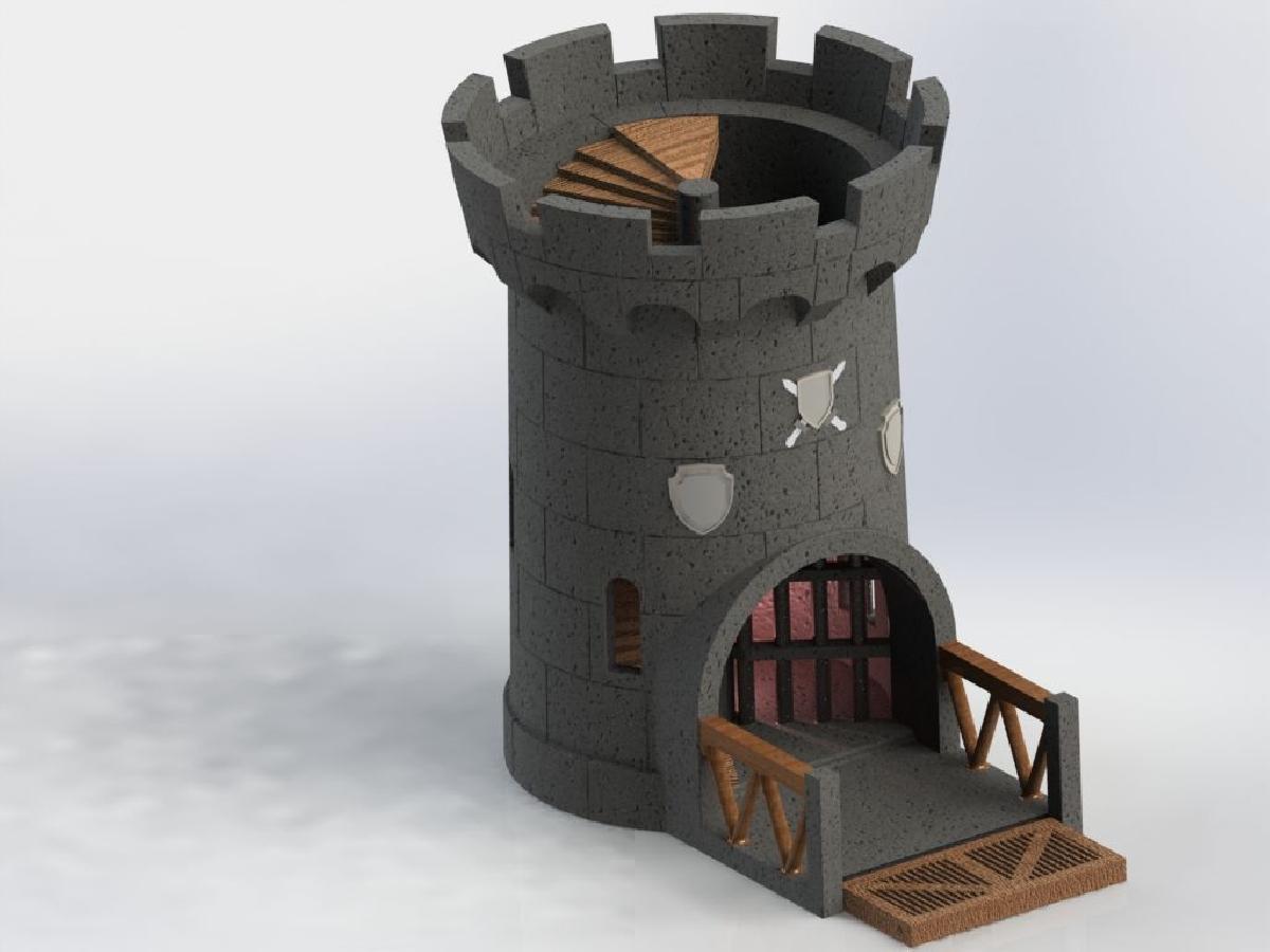 Torre de dados do castelo com portão móvel