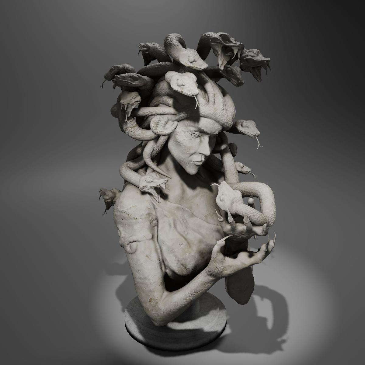 Escultura do busto da Medusa