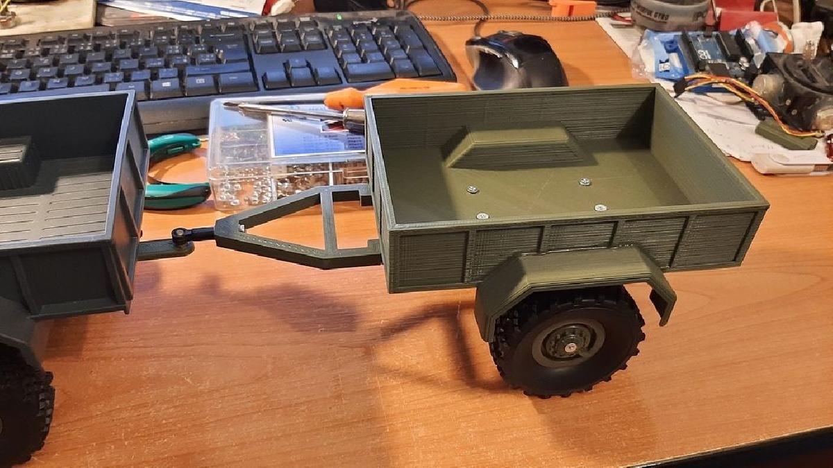 Reboque de eixo unico para caminhao do exercito 1/16