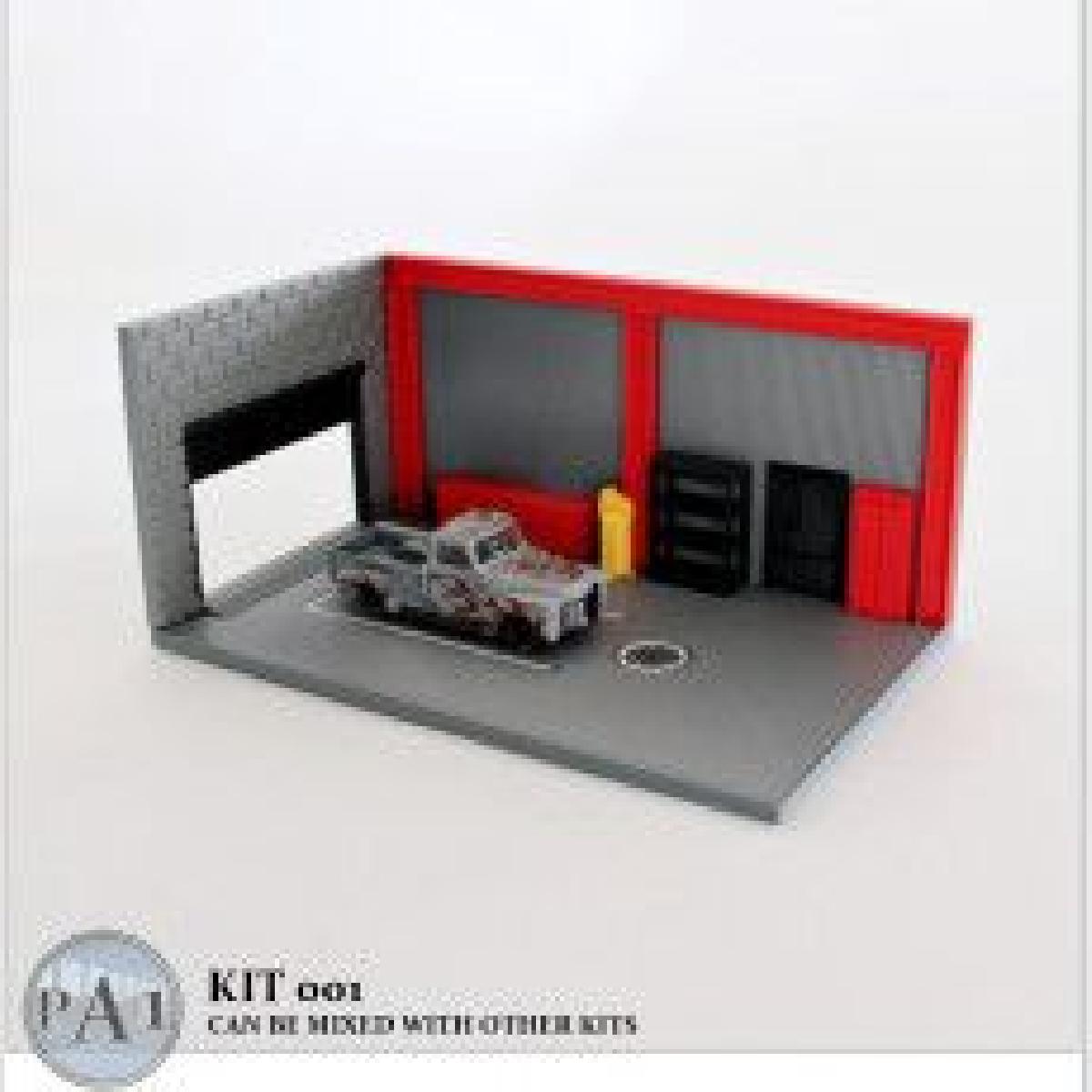 MINI DIORAMA DE GARAGEM PARA DIECASTS EM ESCALA 1/64   MODELO 001