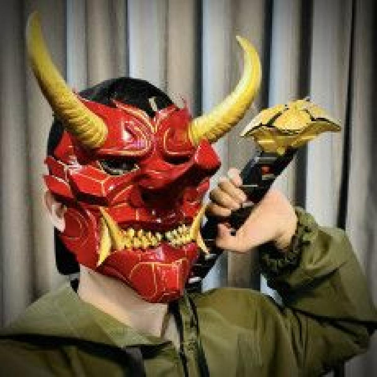 Cyber Samurai Hannya Mask   Oni Mask Halloween
