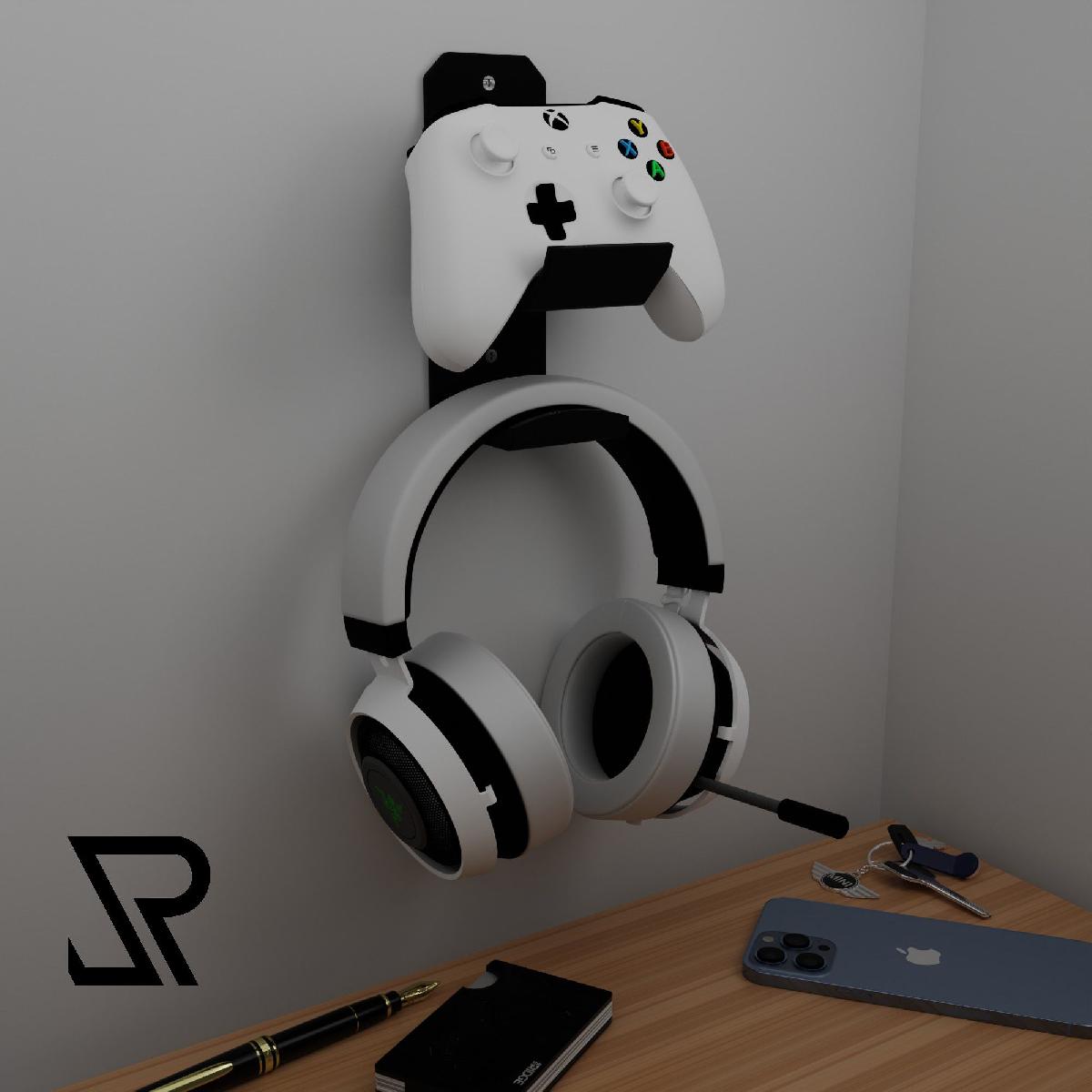 Suporte de parede para controlador e fone de ouvido