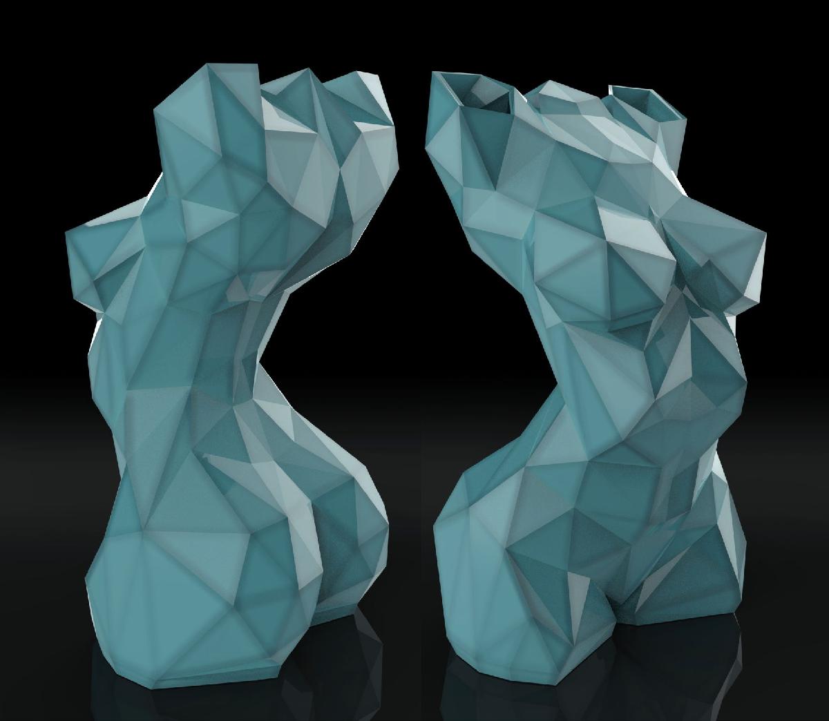 Escultura LOWPOLY de uma mulher.