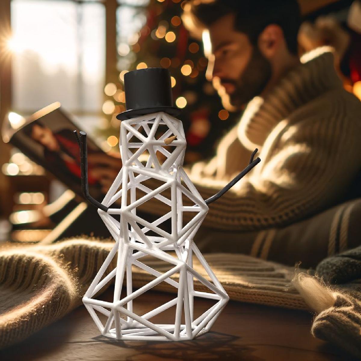 Escultura de boneco de neve de grade 3D